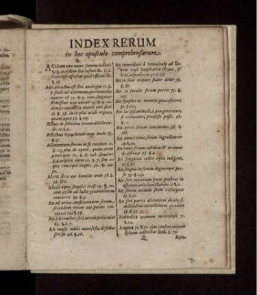 Index Rerum in hoc opusculo comprehensarum