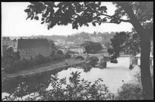 Grimma. Blick v. Stadtwald nach der Brücke