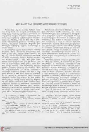 3: Stan badań nad dziewiętnastowiecznym Wawelem