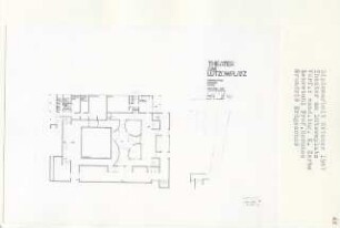 Theater am Lützowplatz, Berlin-Tiergarten (Diplomarbeit bei Bernhard Hermkes): Eingang, Foyer, Grundriss Erdgeschoss 1:200
