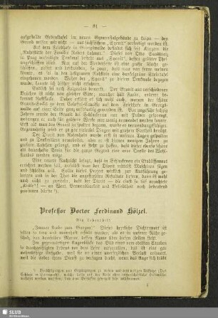 Professor Doctor Ferdinand Hölzel : Ein Lebensbild