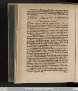 Libri Medici Latine & Germanice scripti.