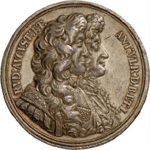 Medaille von Johann Georg Breuer auf die Herzöge Rudolf August und Anton Ulrich von Braunschweig-Lüneburg, 1667