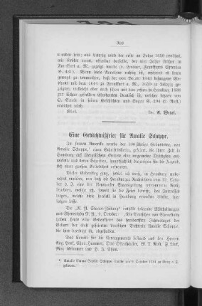 Eine Gedächtnißfeier für Amalie Schoppe.