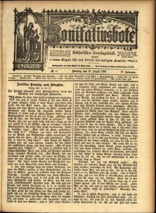 Erste Ausgabe vom Sonntag, den 26. August 1900.