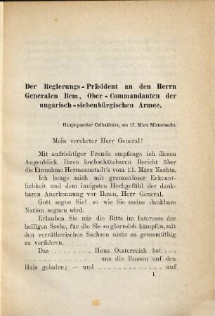 Briefe Ludwig Kossuths an F. M. L. Bem 1849, März bis Juni