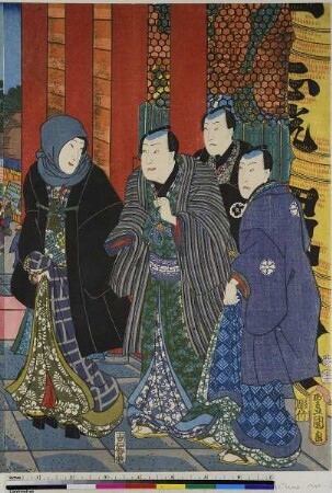 Berühmte Kabuki-Schauspieler auf einer Theaterbühne