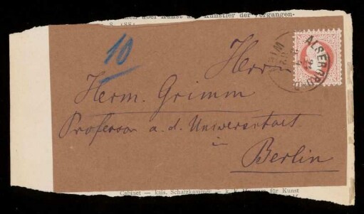 Brief von Unbekannt an Herman Grimm