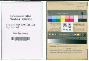 Entnazifizierung Aloys Menke , geb. 15.08.1888 (Lehrer)