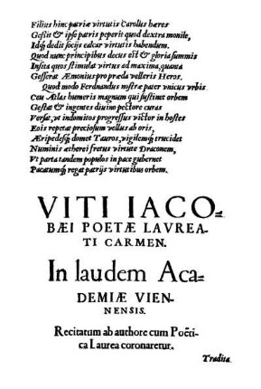 Viti Iacobaei Poetae Laureati Carmen