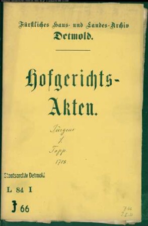 Jürgens, Berend in Detmold gegen Bartold Topp in Vahlhausen - Schuldforderung