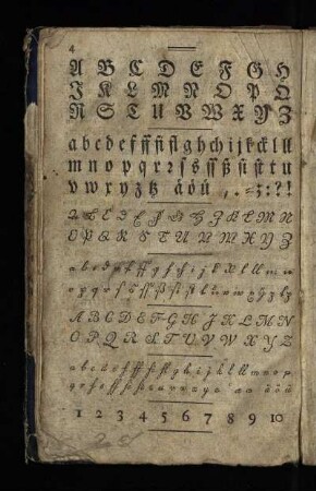 [Alphabete und Zahlen in unterschiedlichen Schriften]