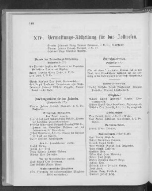 XIV. Verwaltungs-Abtheilung für das Zollwesen.