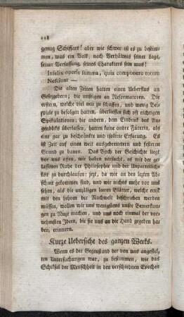 Kurze Uebersicht des ganzen Werks.