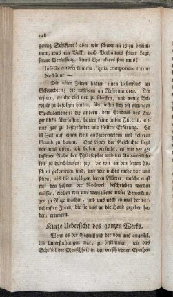 Kurze Uebersicht des ganzen Werks.