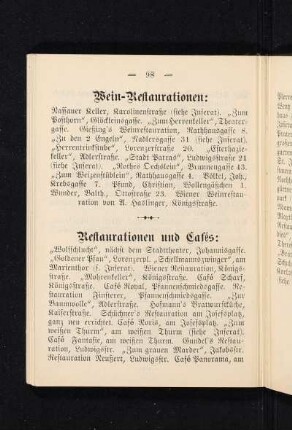 Restaurationen und Cafés: