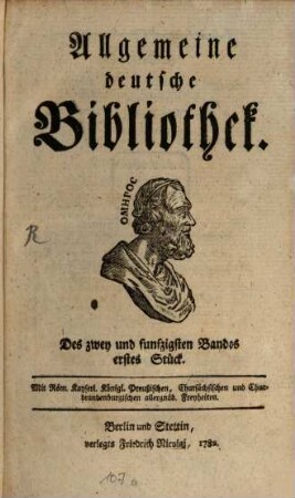 Allgemeine deutsche Bibliothek. 52. 1782