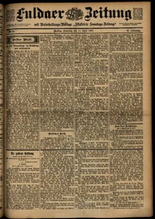 Erste Ausgabe vom Samstag, den 15. April 1899.