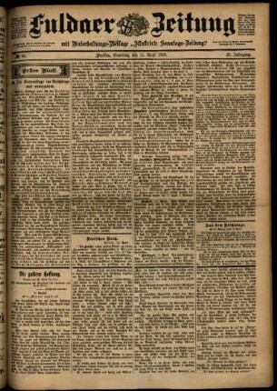 Erste Ausgabe vom Samstag, den 15. April 1899.