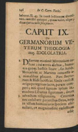 Caput IX. De Germanorum Veterum Theologia atque Idololatria.