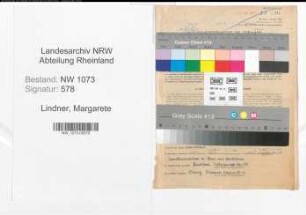 Entnazifizierung Margarete Lindner , geb. 08.05.1896 (Lehrerin)