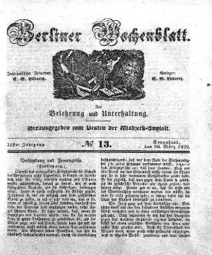 No. 13, Sonnabend, den 30. Maerz 1839.