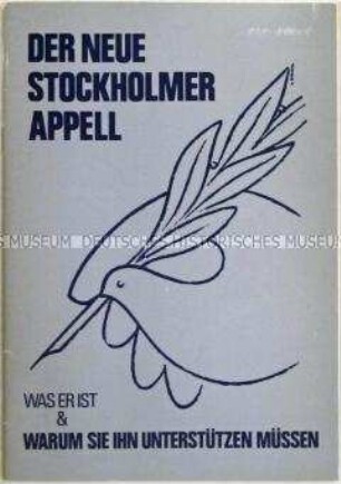 Informationsschrift des Weltfriedensrates zu einer Weltkampagne gegen den Rüstungswettlauf mit Aufruf zur Unterstützung - Sachkonvolut