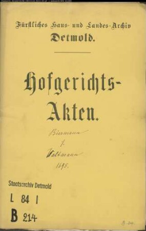 Biermann, Franz modo Joh. Henrich Müller gegen Joh. Arnd Valtmann (Falkmann) zu Ehrdissen - Schuldforderung
