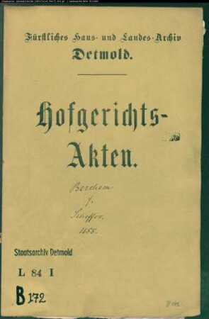 Berchem, Georg gegen Bartold Scheffer - Schuldforderung
