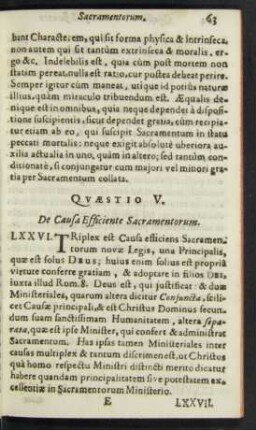 Quaestio V. De Causa Efficiente Sacramentorum.