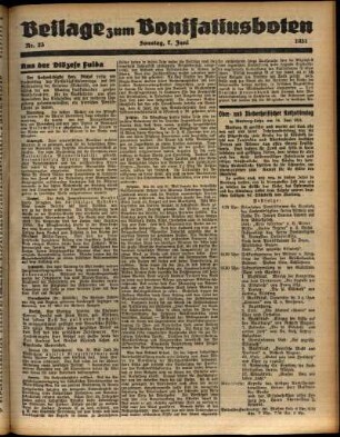 Zweite Ausgabe vom Sonntag, den 07. Juni 1931.