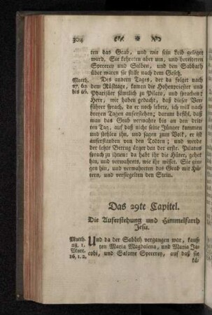Das 29te Capitel. Die Auferstehung und Himmelfahrt Jesu.