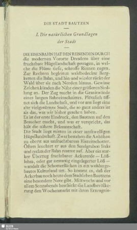 I. Die natürlichen Grundlagen der Stadt