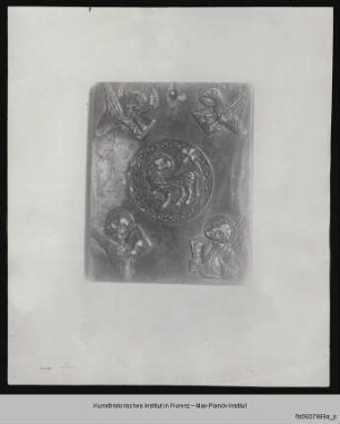 Plakette mit vier Evangelistensymbolen und Agnus Dei