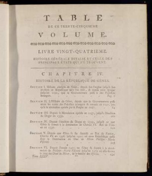 Table de ce Trente-cinquieme Volume.