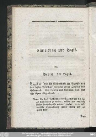 Einleitung zur Logik.
