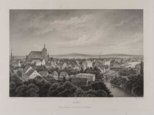 Guben [Gubin]: Stadtansicht von Nordwesten (Brandenburgisches Album, Blatt 56)