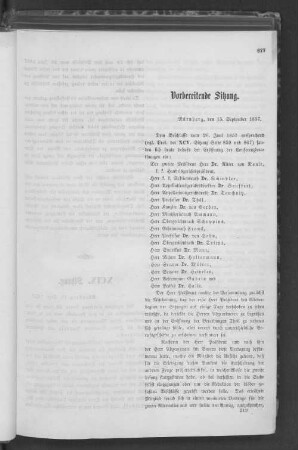 Vorbereitende Sitzung.