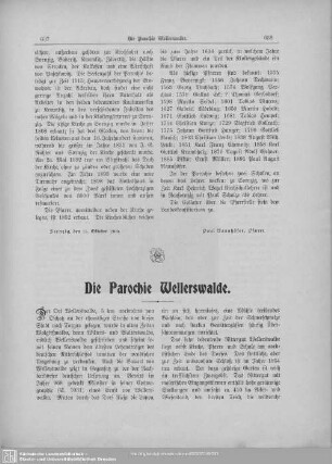 Die Parochie Wellerswalde
