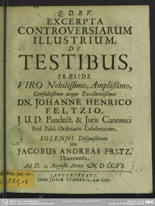 Excerpta Controversiarum Illustrium, De Testibus
