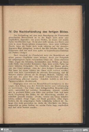IV. Die Nachbehandlung des fertigen Bildes
