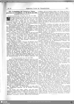 XII. Verbandstag der Deutschen Uhrengrossisten in Schramberg vom 19.-23.Juli 1903 (Fortsetzung und Schluß aus Nr. 15)