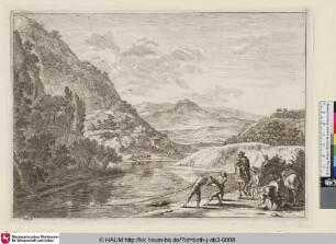 [Les pêcheurs; Landscape of the Environs of Rome; Fischer ziehen ein Netz aus dem Fluss]