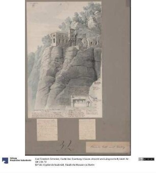 Kastel bei Saarburg. Klause. Ansicht und Längsschnitt
