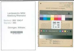 Entnazifizierung Wilhelm Doningen , geb. 05.05.1910 (Sparkassenbuchhalter)