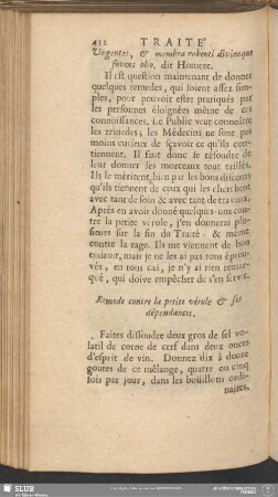 Remede contre la petite vérole & ses dépendances
