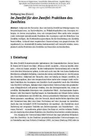 Im Zweifel für den Zweifel: Praktiken des Zweifelns