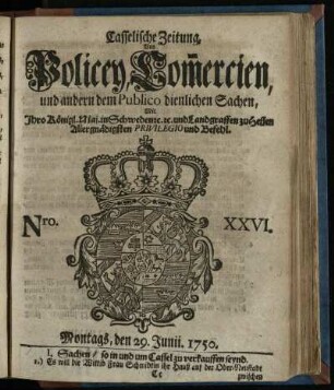 Nro. XXVI, Montags, den 29. Junii 1750