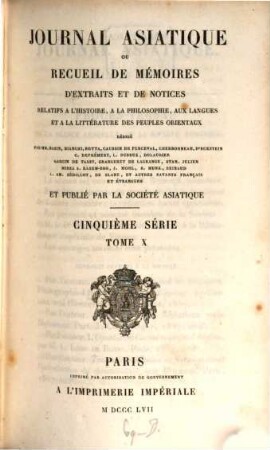Journal asiatique : périodique semestriel. 10. 1857