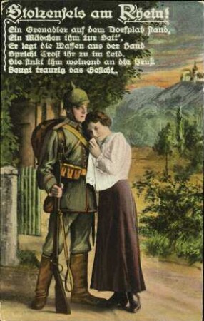 Stolzenfels am Rhein! - Ein Grenadier auf dem Dorfplatz stand